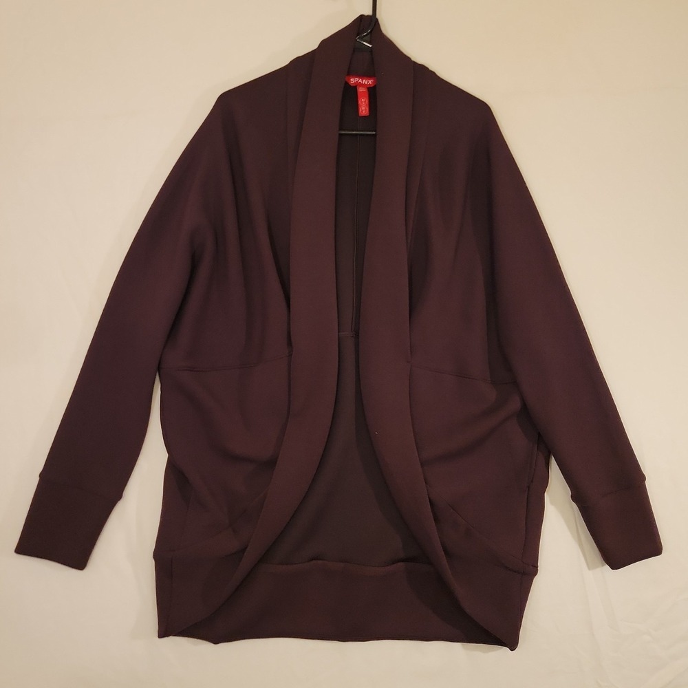 Spanx Airessentials Cocoon Cardigan Plum Womens M L Luxurious Relaxed Activewear - Picture 2 of 7